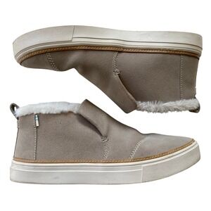 Toms Women's Paxton‎ Ankle Boots Size 8.5 Cobblestone Suede Faux Fur Shoes